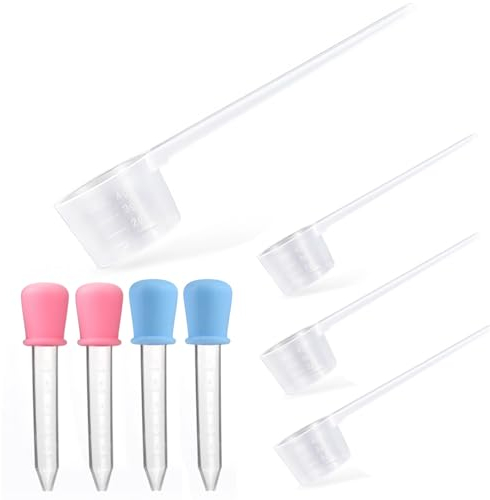8 Pièces Cuillère Doseuse Kit avec 5ml Liquide Pipettes, 5g Cuillères à Mesurer avec Graduation, Plastique Cuillere Mesure, Cuillere Doseuse Gramme pour Mesurer Poudre Protéines et Le Thé