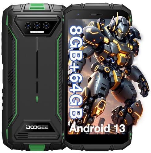 DOOGEE S41T Telephone Portable Incassable,5.5” IPS HD Smartphone Incassable Android 13,8Go+64Go(1TO) Smartphone Pas Cher,6300mAh Batterie,13MP Camera,Smartphone 4G Dual SIM/NFC/Face Unlock/OTG/GPS