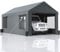 VEVOR Carport Auvent pour Voiture, Tente de Garage 3x6 m Abri Extérieur avec Parois Latérales Amovibles, Fenêtres, Portes Ventilées Enroulables Imperméable pour Voiture, Camion, Bateau, Gris Foncé