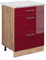 Vicco Küchenschrank R-Line, Schubladenschrank für die Küche, Bordeaux Hochglanz, 60 cm AP Marmor