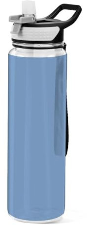 ODAWA Botella de agua elegante azul deportiva con correa de transporte, botella de agua de 1 litro