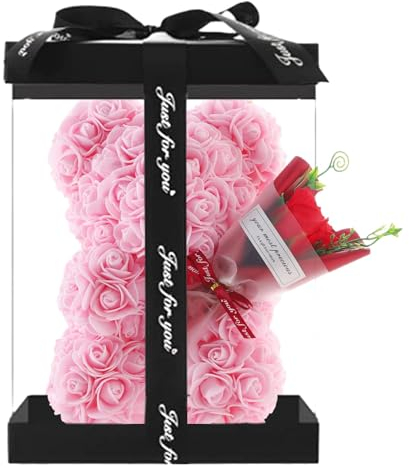 Fuuxtci , Künstlicher Rosenbä, Bear, Rosenblumenbär Rosen Teddybär, Jedem Rosenbären, Geschenk Für Muttertag, Valentinstag, Jubiläum Mit Geschenkbox Und Liebeskarte