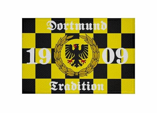 U24 Aufnäher Dortmund Tradition Karo Fahne Flagge Aufbügler Patch 9 x 6 cm