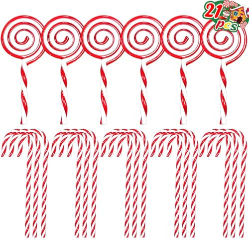 Funnlot 21 Stück Zuckerstangen Weihnachtsbaum Weihnachtsbaumschmuck Zuckerstangen Deko Weihnachtsbaum Anhänger Dekoration Weihnachten Süßigkeiten Ornamente