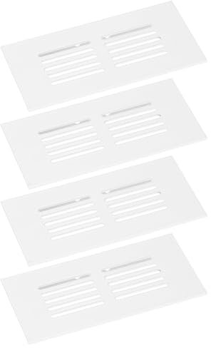 sourcing map Air Vents Cover, 4Pcs 100 x 50mm - Aluminum Alloy Mesh Air Return Vent Cover, Rectangle Louvered Ventilation Grille for Shoe Cabinet Wardrobe (White)
