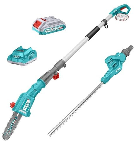 Scie à batterie au lithium avec tige et taille-haies 2 800 tr/min / 460 mm / 4,5 m/s / 200 mm / P20S (set batterie 1 x 2 Ah, chargeur) (TPTS201681)