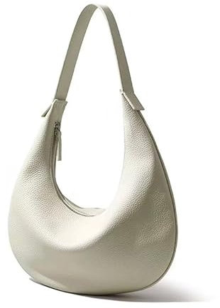 DONNAIN Hobo Bag Leder, Lederhandtasche Damen Echtleder, stylisch Halbmond Tasche, Shopper Leder, Ledertasche Damen Echtleder, Bags for women, Beuteltasche, Beige