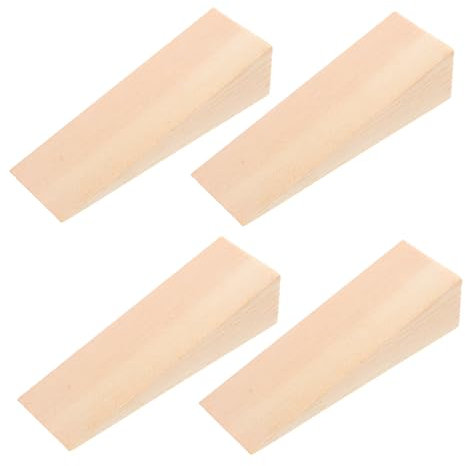 HEALEEP 4 Stück Dübel holzarbeiten Holzblock Holzkeile zum Ausgleichen von Böden Holzkeile für Bodenschutz holzplatte Keil Türstopper Türanschlagkeil Türkeile Türkeilstopper hölzern Beige