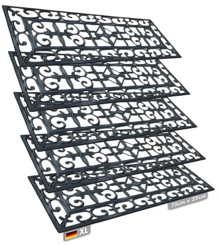 Stufenmatten aus Gummi mit Schrägkante, rutschfest, für Außen- und Innenbereich, 5 Stück, verschiedene Designs erhältlich (Colombo 25x75cm, 5 Stück)