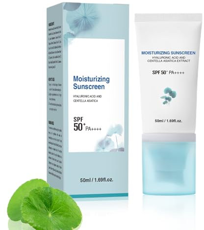 Centella Asiatica Sonnencreme SPF50+ mit Feuchtigkeitskomplex, UVA/UVB-Schutz für Gesicht & Körper, Leichtes wasserfestes Fluid nicht klebend, Für alle Hauttypen (1)