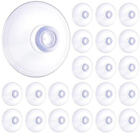 20 Pcs Glass Suction Pads 40mm Window Suction Cups Without Hooks PVC Plastic Sucker for Kitchen and Bathroom Desk Window Wall Car(Transportation deformation can be restored by soaking in hot water)