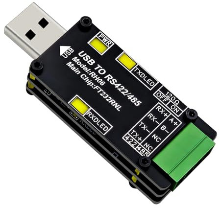 Jhoinrch Adattatore convertitore da USB a RS485/RS422 con chip FT232RNL e SP490EN, supporta protezione da sovratensioni/protezione da cortocircuito/protezione ESD