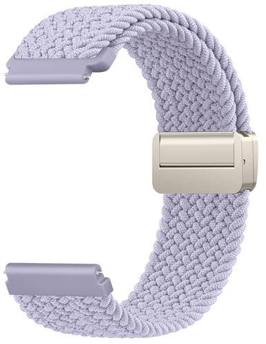 Wanme Armband für Garmin Vivoactive 5/Forerunner 55/Forerunner 245/254 Music/Forerunner 645/645 Music Damen Herren, 20 mm, magnetisch, elastisch, für Damen und Herren, 20 mm (violetter Nebel, 20 mm)