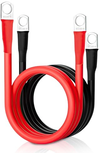 Storystore 35mm² Batteriekabel 5AWG, 50cm 2 Stück Starthilfekabel 12V Batterie Kabel mit SC35-8 Ringklemmen, 12V Batterie Anschlusskabel für Auto KFZ LKW Motorrad Solar Massekabel