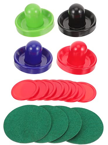UKCOCO Empujadores y Discos De Hockey De Mesa De Plástico con Pelotas Rojas y Fieltro para Reposición Accesorios De Hockey sobre Hielo Casa y Fiestas