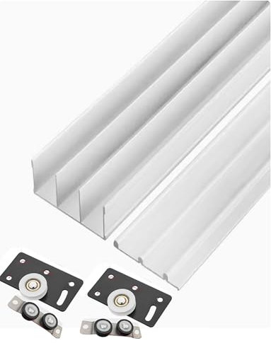 Binario e scorrevole a 3 binari, ferramenta per porte scorrevoli per armadi, Programma senza scanalatura, kit per porte guardaroba (120 cm/47