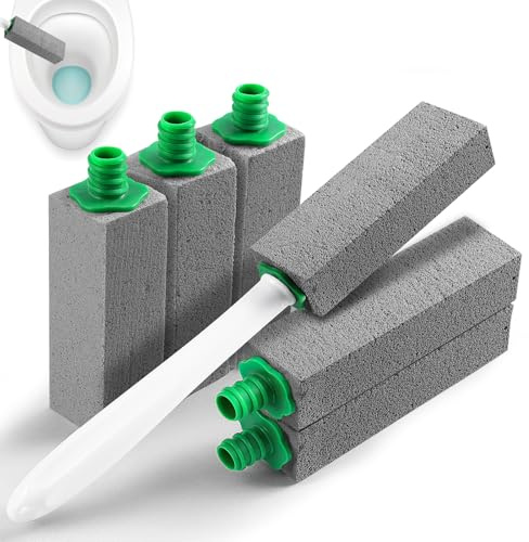 wlich 6 Pack Pumice Stone with Handle for Toilet Bowl Cleaning, Bowl Toilet Brush with 7 Inch Long Handle, Limescale Remover Cleaning Brush for Bathtubs, Pools and More