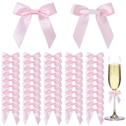 AOOSA Lot de 50 Nœuds en Satin, 6cm Petits Nœuds Décoratifs Faits à la Main | Noeud Cadeau avec Pastilles Adhésives, Décoration pour Noël, Emballage Cadeau, Travaux Manuels, Anniversaires