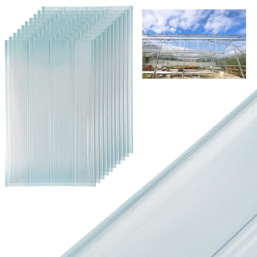 Peviasot Wellplatten, 2 mm FRP-Trapezprofil-Wellblech, 90 * 160 cm Wellplatten Transparent, Dachplatten Wetterfest, Dach Profilplatten Trapez, Beleuchtungspaneele, 10 Stück