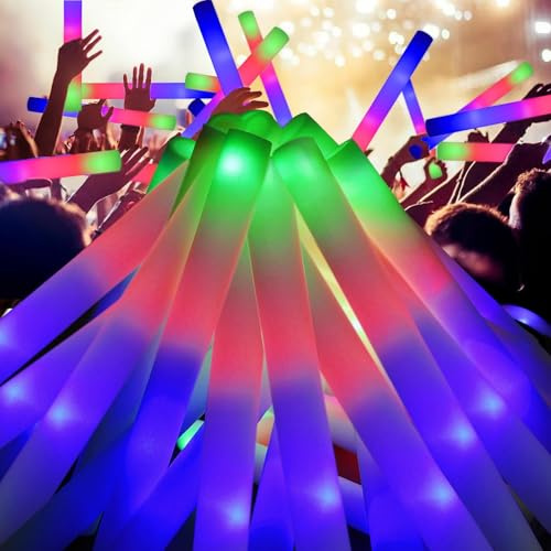 mtchavno 42 Stück LED-Schwamm-Leuchtstäbe, 3 Blinkmodi, 8 Stunden lang anhaltende Leuchtleistung,ideal für nächtliche Parties, Hochzeiten, Halloween, Weihnachten und Konzer
