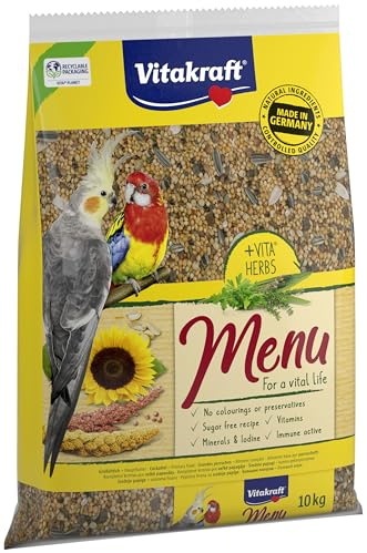 Vitakraft Menü 10kg, Hauptfutter für Großsittiche, mit Vitaminen, mit Immun Aktiv Komplex und Kräutern (1x 10kg)