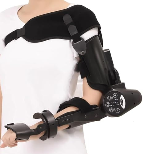 PP-Vic Elektrisches Gerät Zur Rehabilitation Von Arm Und Ellenbogen Bei Schlaganfall Und Hemiplegie, Roboterausrüstung Zur Gelenkorthese, Armtrainer Mit Scharnier Und Ellenbogenorthese,Left