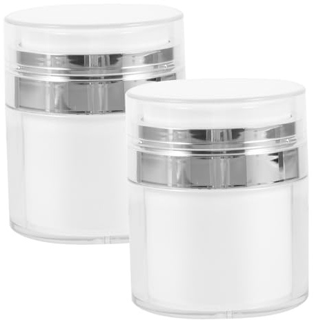 TOYZFRIENDY 2pcs Refillable Airless Pump Jars Vacuum Press Bottles for Skincare Creams Serums Foundations Travel Cosmetic Containers Lightweight