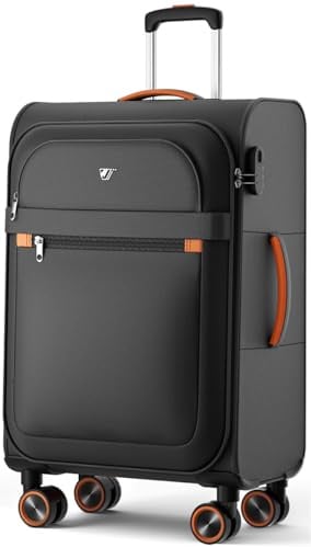 ABISTAB Weichschalenkoffer groß 78x48x30cm - Stoff Koffer Trolley - Leicht Reisekoffer mit 4 Rollen & Zahlenschloss, Handgepäck Koffer, 109 Liter, Schwarz