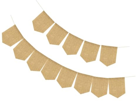 TOBBOMEY Leeres Schildbanner aus Strapazierfähigem Jutestoff Selbstgemacht Wimpelkette für Geburtstagsfeier und Hochzeit Leichtes Hängebanner für Partydekoration