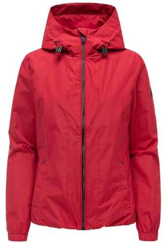 MARIKOO Damen Übergangsjacke (XS-3XL) wasserabweisend, mit Kapuze, 3 Taschen - N134 - DeepRed Größe XXL - Gr.XXL