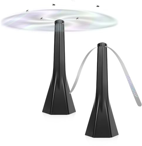 Riisoyu 2 Stück Fliegenwedler, Ultraleise Fliegenvertreiber Ventilator, Tragbarer Mückenschutz Ventilator, Fliegenabwehr Fly Repellent Fan für Terrasse, Restaurant, Fliegen Fliegenwedler für Tische