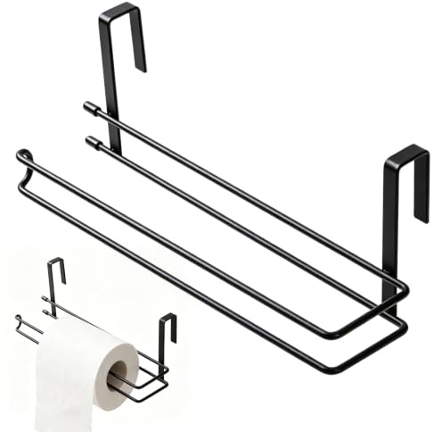 ChAusa 1 pcs Acier Inoxydable Support Sopalin sans Perçage Support Papier | Noir Papier Essuie-Tout Dérouleur Porte Rouleau de Cuisine Mural pour Cuisine, Salle de Bain, Placards