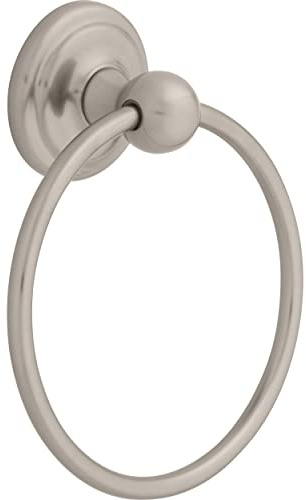Franklin Brass Jamestown (1-Pack) Hand Towel Holder Brushed Nickel Towel Racks for Bathroom Wall Round Towel Ring Holder for Bath Towel Hanger for Kitchen, Bathroom Accessories 9016SN