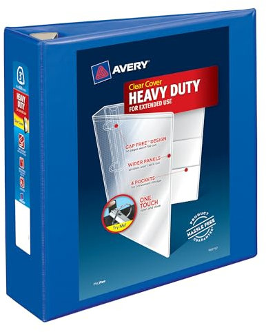 Avery Heavy-Duty View 3-Ringbuch, 7,6 cm One Touch EZD Ringe, 1 pazifisches blaues Ordner (79811)