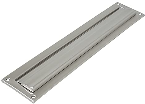 Amig - Bocacartas buzón - para Paredes o Puertas de Interior y Exterior - Recogecartas de Acero Inoxidable - 342x73 mm - Medida Boca: 246x48 mm - Color Plateado