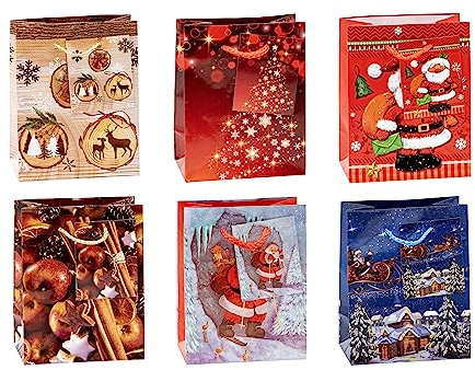 TSI Geschenktüten WEIHNACHTEN SERIE 7, 12er Packung, Größe: Klein (HxBxT 14 x 11 x 6,5 cm), Art. Nr. 84027