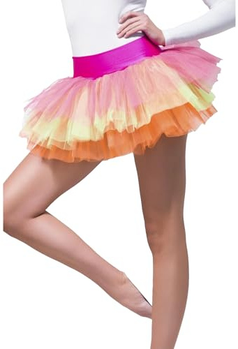 Smiffys Tutu-Unterrock, Rosa, 4-lagig, 30 cm lang, Fieber-Tutu's und Petticoat-Kostüm, Kostümzubehör