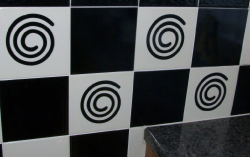 12 X Tile Swirl Transfers Stickers Kitchen Bathroom 4 Bubble Gum Pink Light