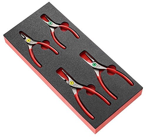 FACOM - Jeu de 4 Pinces à Circlips Internes et Externes à Becs Droits - MODM.PCSN - Tête et Becs Fins - Embouts Droits - Maintien Pptimum des Circlips - Tête Chromée - Poignées Gaines PVC