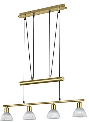 Trio Leuchten LED-JoJo-Pendelleuchte Levisto in Messing matt, Glas alabasterfarbig weiß 371010408