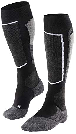 FALKE Damen Skisocken SK2 Intermediate W Kh Wolle Funktionsmaterial warm dick 1 Paar, Schwarz Black-Mix 3010, 37-38