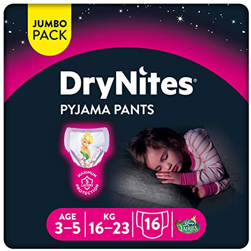Huggies DryNites Nachthöschen, für Mädchen, 3-5 Jahre (16-23 kg), 2 x 16 Stück