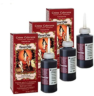 3 Cremes Farbcreme, Schokolade, 100 % natürlich, ohne Sulfate, für Haare, semi-permanent, natürliche Pflege Henna, Haarpflege, 3 x 90 ml