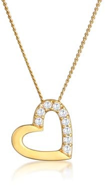 Elli PREMIUM Halskette Damen Herz mit Zirkonia Steinen in 585 Gelbgold