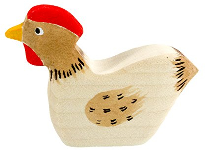 Holzspielwaren Ackermann Huhn aus Holz (sitzend) – Bauernhof Holzspielzeug, aus Schwäbischer Handarbeit (100% ökologisch)