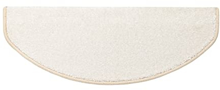 casa pura Stufenmatten innen 1 stück Treppenteppich selbstklebend und antirutsch mit kuschlig weichem Flor - Treppen Teppichstufen gekettelt halbrund Creme - 65 x 23,5 x 1,3 cm (Sundae)