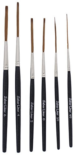 Andrew Mack Brush AMVD-SL-SET Von Dago Saber Liner Set of 6 Pinstriping Brushes Sizes 4/0-6