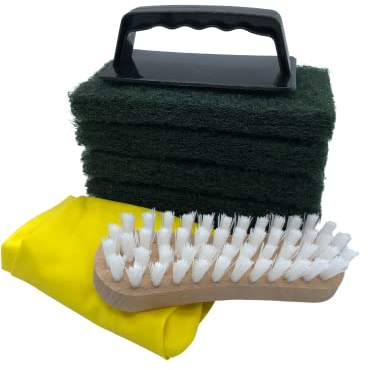 Golden Care Scheuerschwamm Set 8tlg. Pflegeschwamm Teakholz speziell für Holzmöbel Holz reinigen Holzschutz Holzpflege für Gartenmöbel