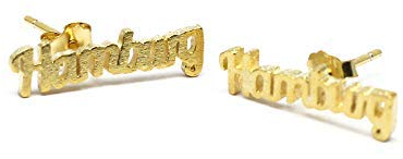 PETITE MARIE Hamburg Ohrringe Ohrstecker Silber 925 Damen - Motiv: Hamburg gelbgold vergoldet - Ohrringe Silber 925 Hamburg Souvenir, Hamburger Geschenke