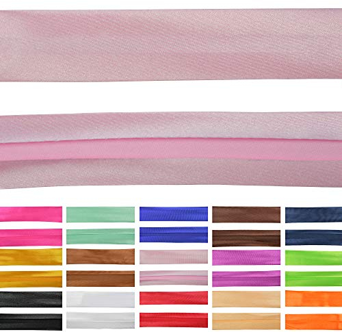 Roban Fashion 10m Satin Schrägband zum Nähen gefalzt 50mm breit Puderrosa